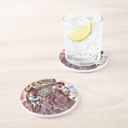 DESSOUS DE VERRE EN GRÈS UN PEU DE SINGE (Côté)