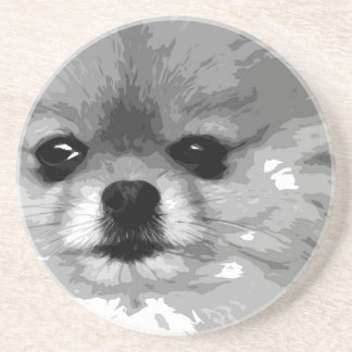 Dessous De Verre En Grès Un Pomeranian noir et blanc