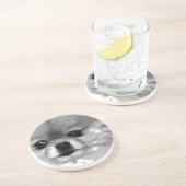Dessous De Verre En Grès Un Pomeranian noir et blanc (Côté)