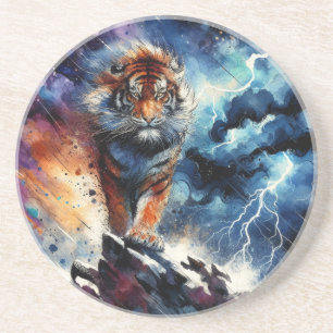 Dessous De Verre En Grès Un tigre majestueux