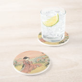 Dessous De Verre En Grès Une femme qui ramasse des chrysanthèmes (Côté)