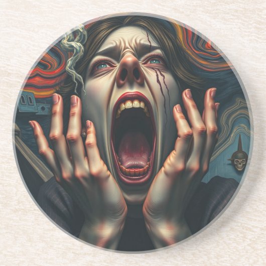 Dessous De Verre En Grès Une Femme Tortueuse Haunting Scream (Devant)