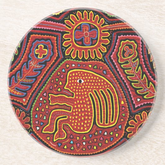 Dessous De Verre En Grès Une indienne de Kuna à vélo (Devant)