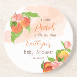 Dessous De Verre En Grès Une Petite Pêche Est En Chemin Fille Baby shower<br><div class="desc">Fêtez l'arrivée prochaine d'une petite fille précieuse avec notre modèle baby shower enchanteur "Une petite pêche est en route !". Ce design enchanteur présente une branche de fruits de pêche gracieuse ornée de pêches luxueuses et de fleurs délicates, le tout face à un arrière - plan d'aquarelle apaisant couleur pêche....</div>