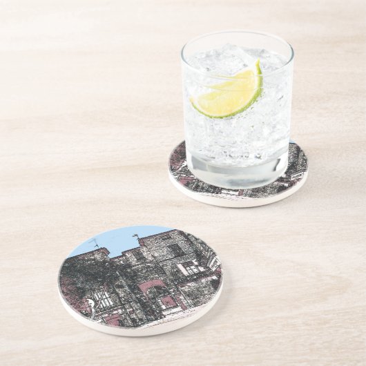 Dessous De Verre En Grès Une rue à Pezenas France (Côté)