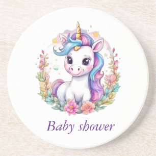 Dessous De Verre En Grès Unicorn minimaliste arc-en-ciel Baby shower positi