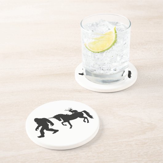 Dessous De Verre En Grès Unicorne, Bigfoot, Jackalope (Côté)