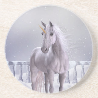 Dessous De Verre En Grès Unicorne dans la neige