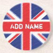 Dessous De Verre En Grès Union Jack avec zone de personnalisation (Devant)