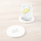 Dessous De Verre En Grès Unique Stylish Moderne Calligraphie Plain Ajouter  (Côté)