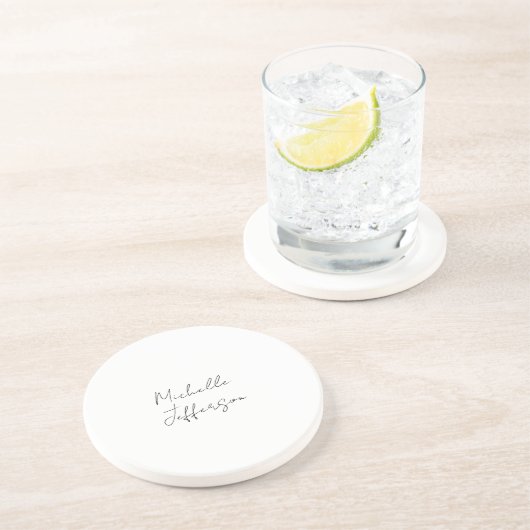 Dessous De Verre En Grès Unique Stylish Moderne Calligraphie Plain Ajouter (Côté)