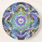 Dessous De Verre En Grès Univers Mandala Couleurs Psychédéliques (Devant)