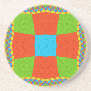Dessous De Verre En Grès "Urban Quilt" Motif Géométrique Européen Artistiqu