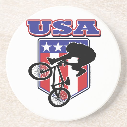Dessous De Verre En Grès USA BMX Biker (Devant)