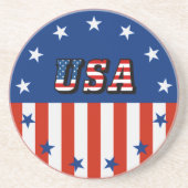 Dessous De Verre En Grès USA - Drapeau américain et étoiles en cercle (Devant)