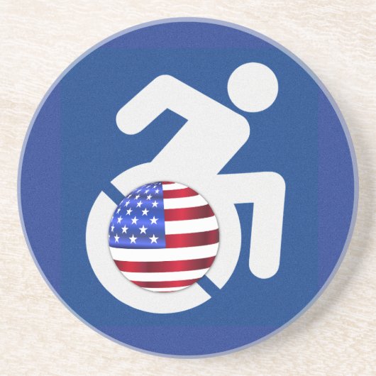 Dessous De Verre En Grès USA Handicapés, (Devant)