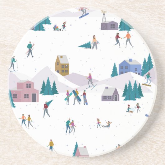 Dessous De Verre En Grès Vacances des Alpes d'hiver : les gens actifs sans (Devant)