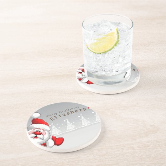 Dessous De Verre En Grès Vacances...Père Noël (Côté)