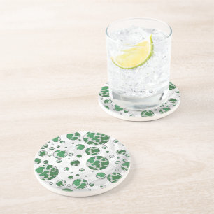 Dessous De Verre En Grès Vache à pois Imprimé vert et blanc
