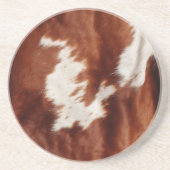 Dessous De Verre En Grès Vache blanche Brown de l'Ouest (Devant)