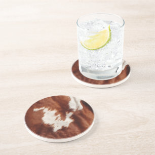 Dessous De Verre En Grès Vache blanche Brown de l'Ouest