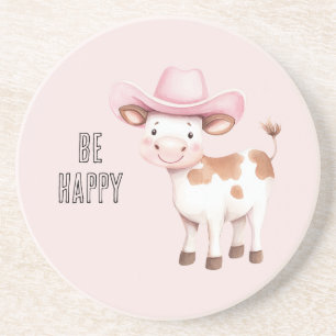 Dessous De Verre En Grès Vache de cowgirl rose épanouie