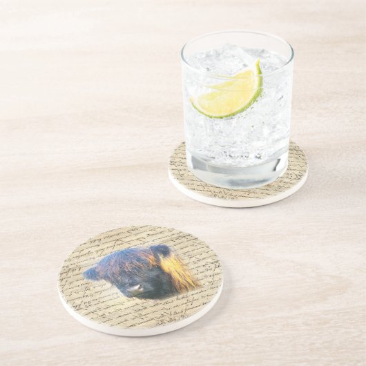 Dessous De Verre En Grès Vache de Highland (Côté)