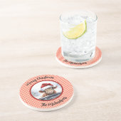 Dessous De Verre En Grès Vache des Highlands Rouge Blanc Gingham Monogramme (Côté)