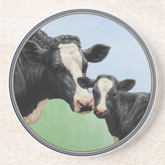 Dessous De Verre En Grès Vache et veau Holstein (Devant)