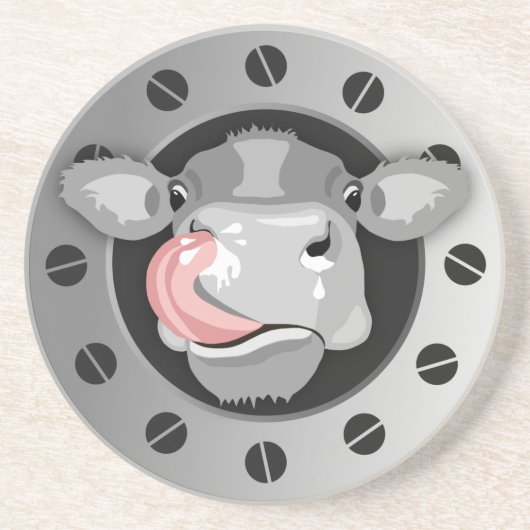 Dessous De Verre En Grès Vache lécher le nez (Devant)