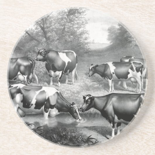 Dessous De Verre En Grès Vaches libres Holstein vaches frey (Devant)