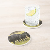 Dessous De Verre En Grès Vaches sous la pluie (Côté)