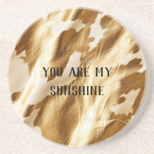 Dessous De Verre En Grès Vachette blanche à crème blanche Western Gold