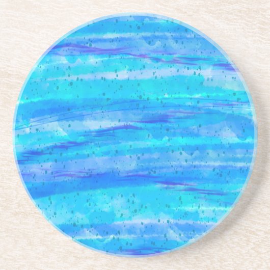 Dessous De Verre En Grès Vagues Abstraites Bleues Aqua (Devant)