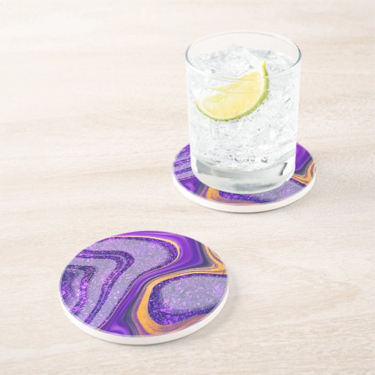 Dessous De Verre En Grès Vagues d'Améthyste (Côté)