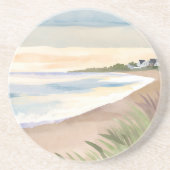 Dessous De Verre En Grès Vagues de plage | Aquarelle de l'océan côtier (Devant)