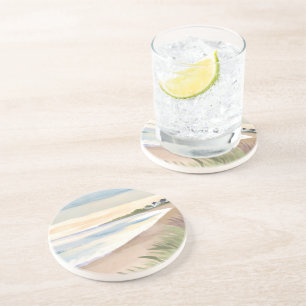 Dessous De Verre En Grès Vagues de plage Aquarelle de l'océan côtier