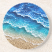 Dessous De Verre En Grès Vagues de résine fausse bleue plage côtière (Devant)