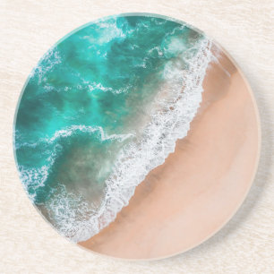 Dessous De Verre En Grès Vagues sur la plage de sable