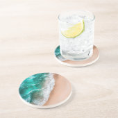 Dessous De Verre En Grès Vagues sur la plage de sable (Côté)