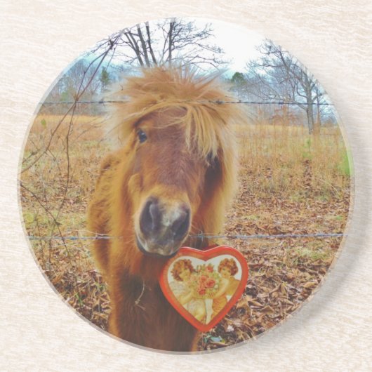 Dessous De Verre En Grès Valentine Heart Miniature Brown Horse (Devant)