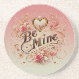 Dessous De Verre En Grès Valentine's Day Be Mine Design with Heart, Citatio