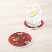 Dessous De Verre En Grès Valentines dorées et rouges (Côté)