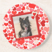 Dessous De Verre En Grès Valentines Frontière Collie Coeurs de chien (Devant)