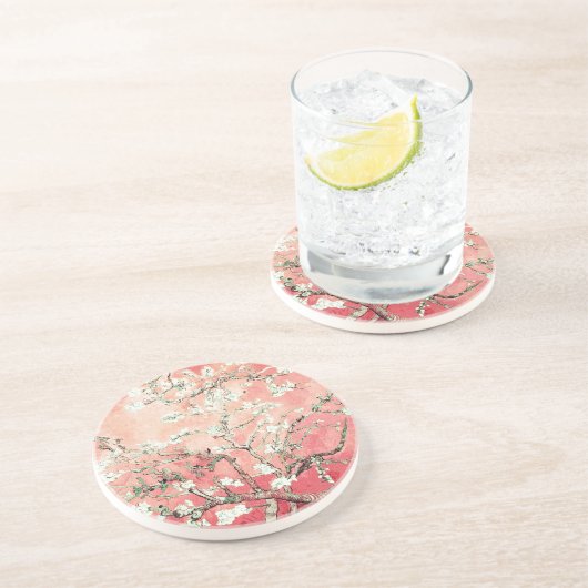 Dessous De Verre En Grès Van Gogh Almond Blossoms Peach (Côté)