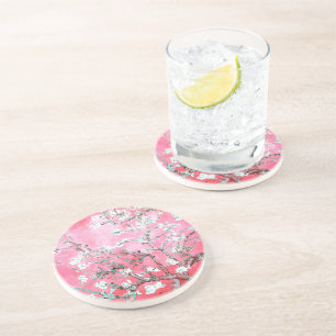 Dessous De Verre En Grès Van Gogh Almond Blossoms rose Bleu