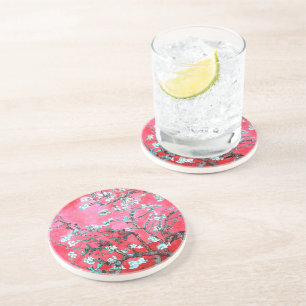 Dessous De Verre En Grès Van Gogh Almond Blossoms Rouge bleu