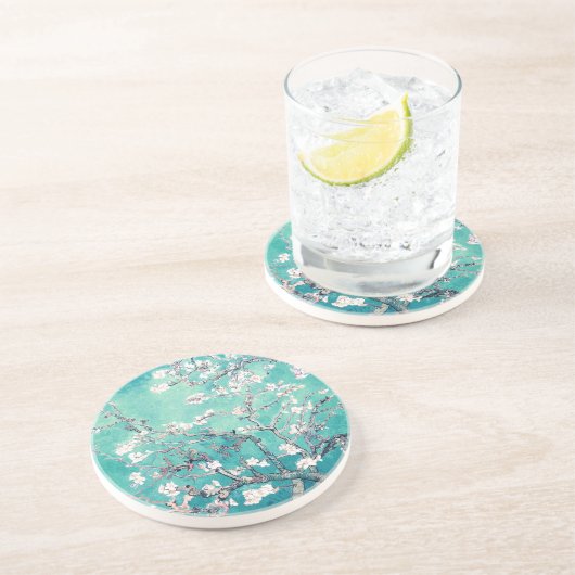 Dessous De Verre En Grès Van Gogh Almond Blossoms Turquoise (Côté)