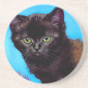 Dessous De Verre En Grès Van Gogh Chat et fleurs