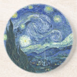 Dessous De Verre En Grès Van Gogh - Nuit étoilée<br><div class="desc">La célèbre peinture de Van Gogh, "La Nuit étoilée". Peinte durant son séjour à l'asile de Saint-Rémy dans les années 1880, Van Gogh a représenté les collines ondoyantes et les cyprès qu'il voyait de sa fenêtre. Amélioré numériquement par PixDezines. Copyright © 2008-2016 PixDezines.com™ et PixDezines™ sur zazzle.com. Tous droits réservés....</div>